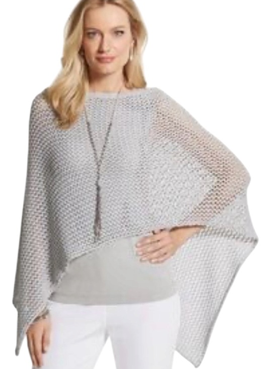 Chico's Tops - Chico’s Silver Metallic Open Knit Poncho OS
